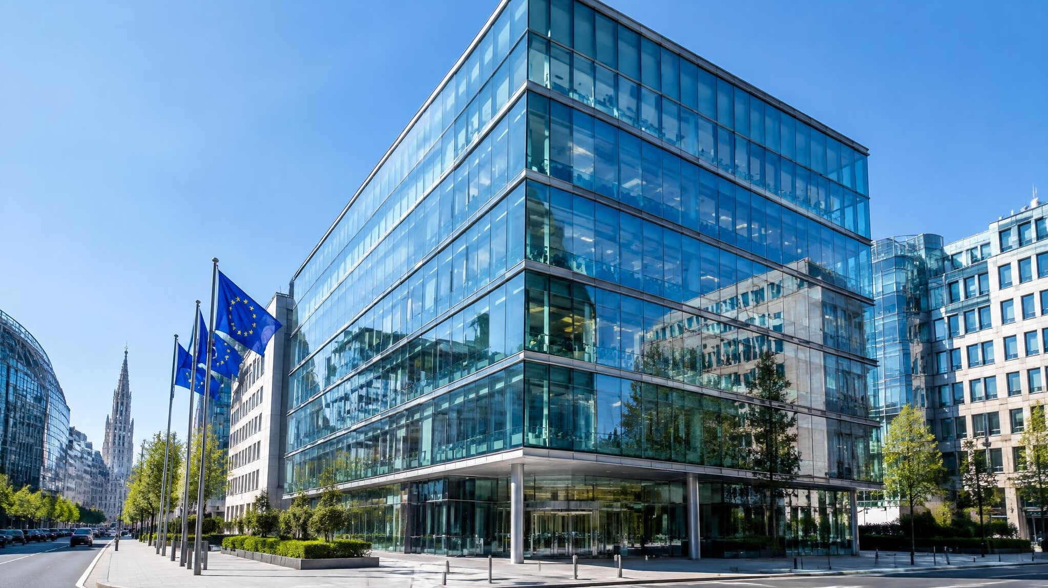 Modern office building exterior in a European city